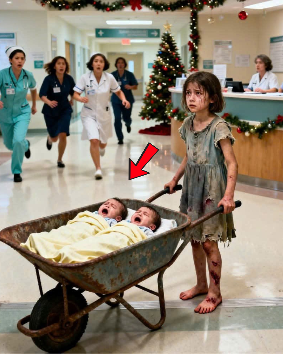 Mi mamá ha estado durmiendo durante tres días. Una niña de 7 años empujó una carretilla durante millas para salvar a sus hermanos gemelos recién nacidos, y lo que sucedió después dejó a todo el hospital sin palabras...