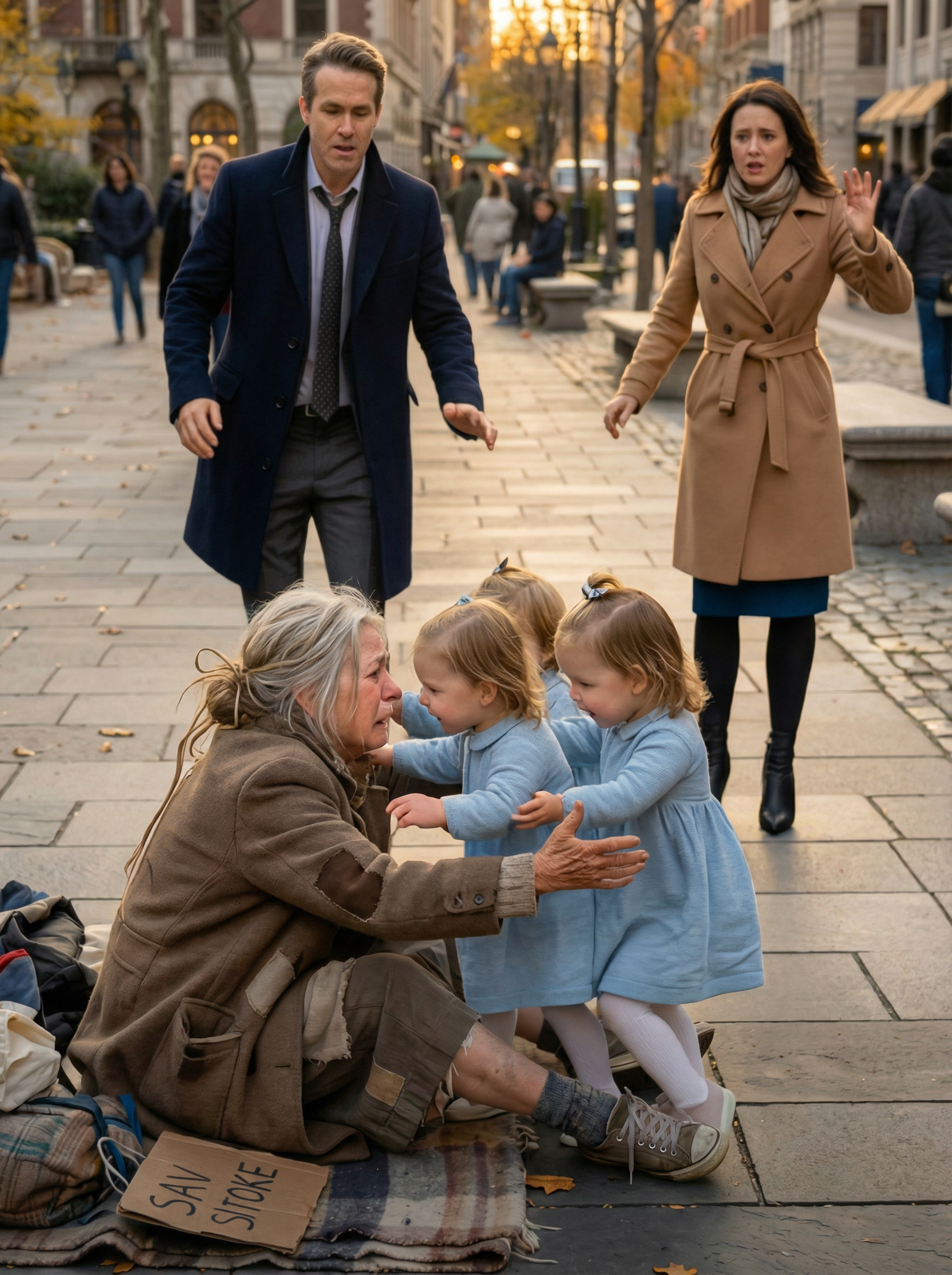 Las hijas trillizas de un millonario eran ciegas… hasta que una anciana mendiga lo cambió todo.