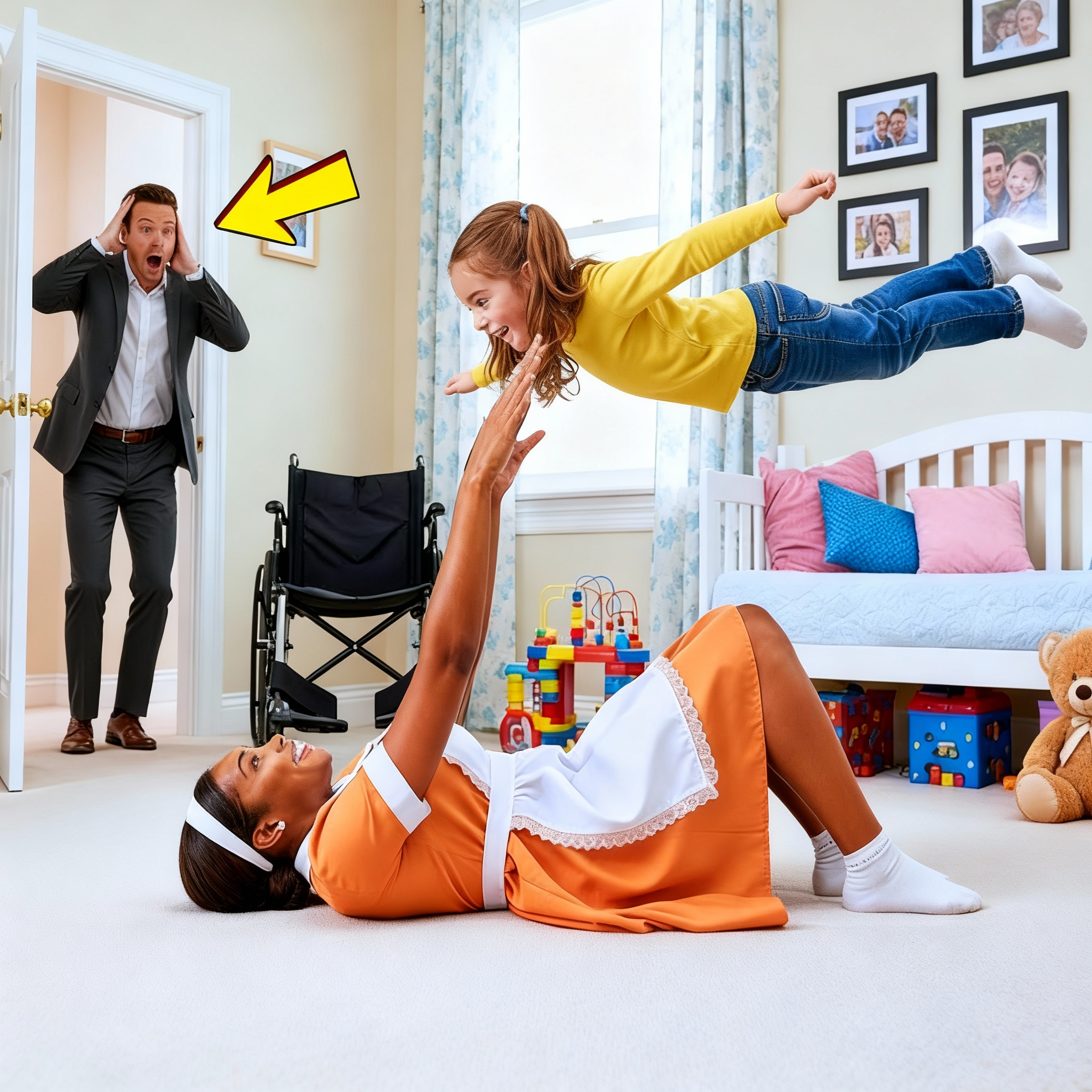 El millonario volvió a casa—y lo que vio a la criada haciendo con su hija paralizada lo dejó atónito.