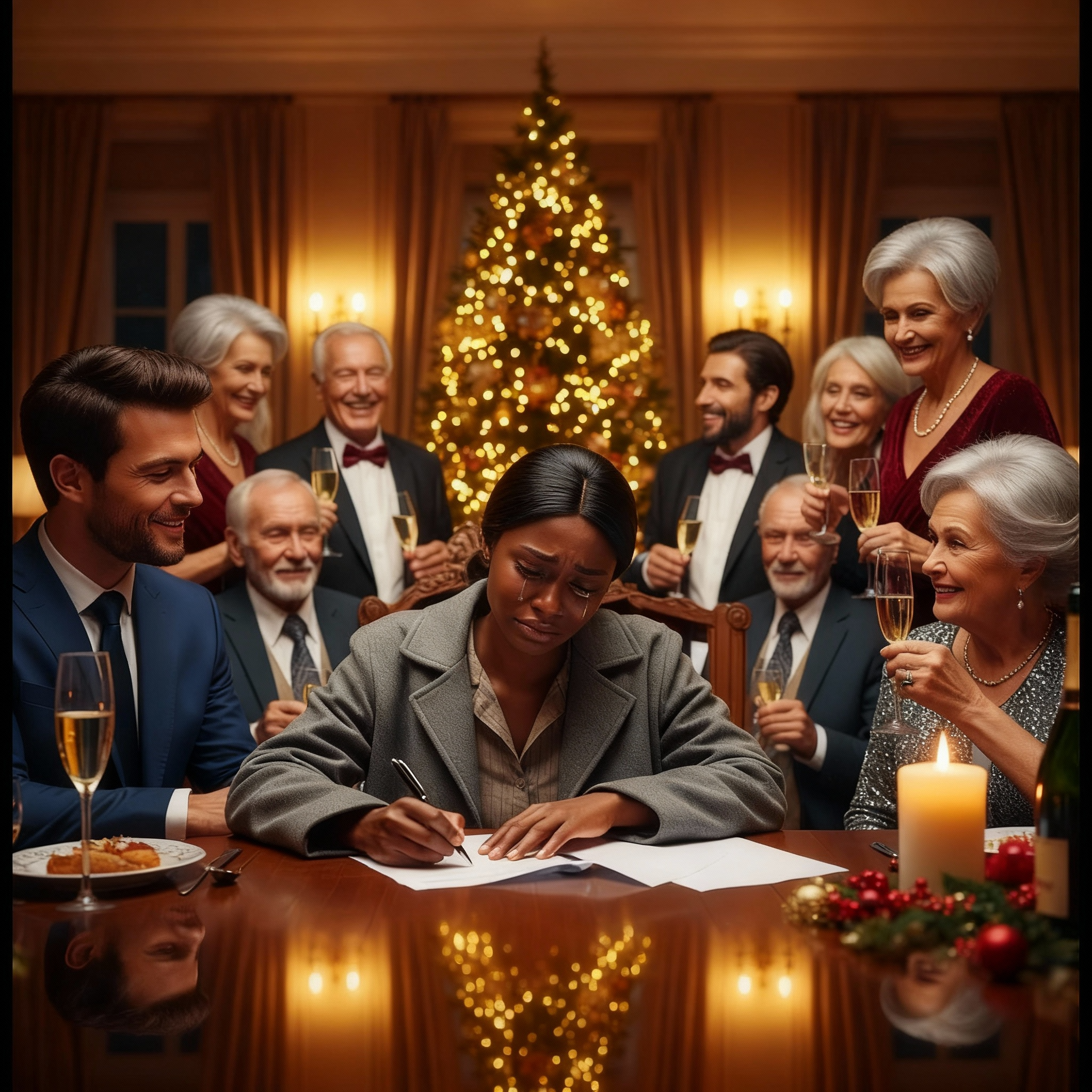 Ella rompió en llanto firmando los papeles del divorcio en la fiesta de Navidad, sin saber que era la millonaria.