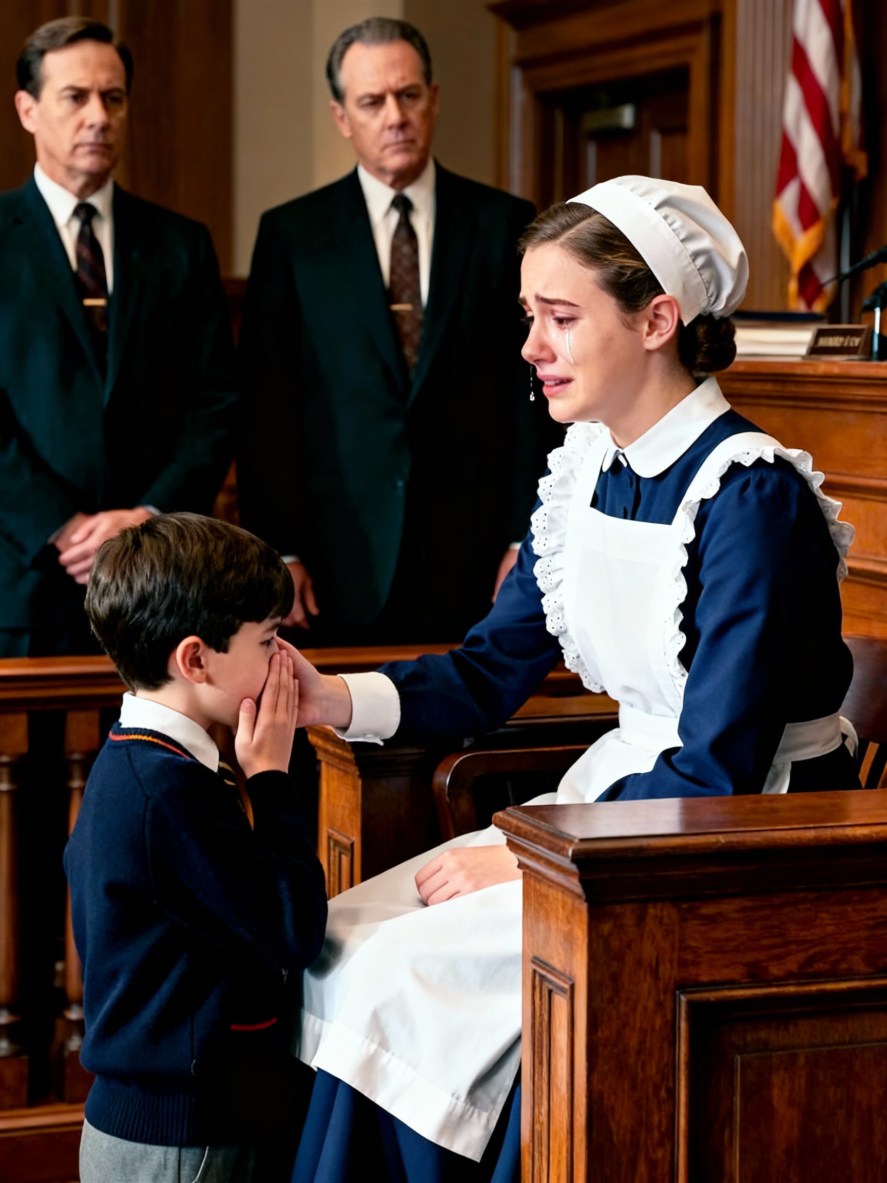 La criada acusada por un millonario apareció en la corte sin abogado—hasta que su hijo reveló la verdad.