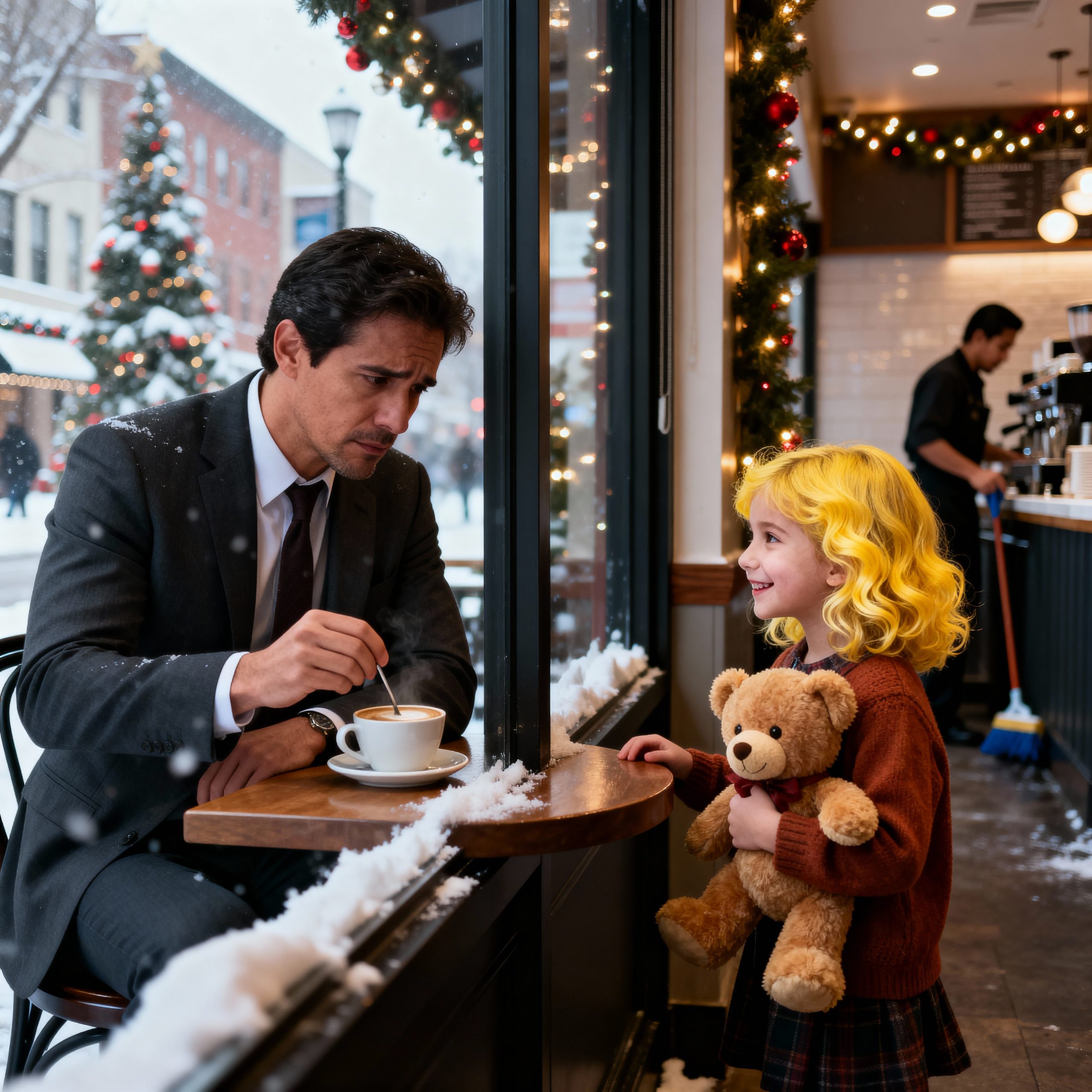El CEO solitario (millonario) pasó la Navidad solo hasta que la niña pequeña dijo ven a hacer una fiesta en mi casa.