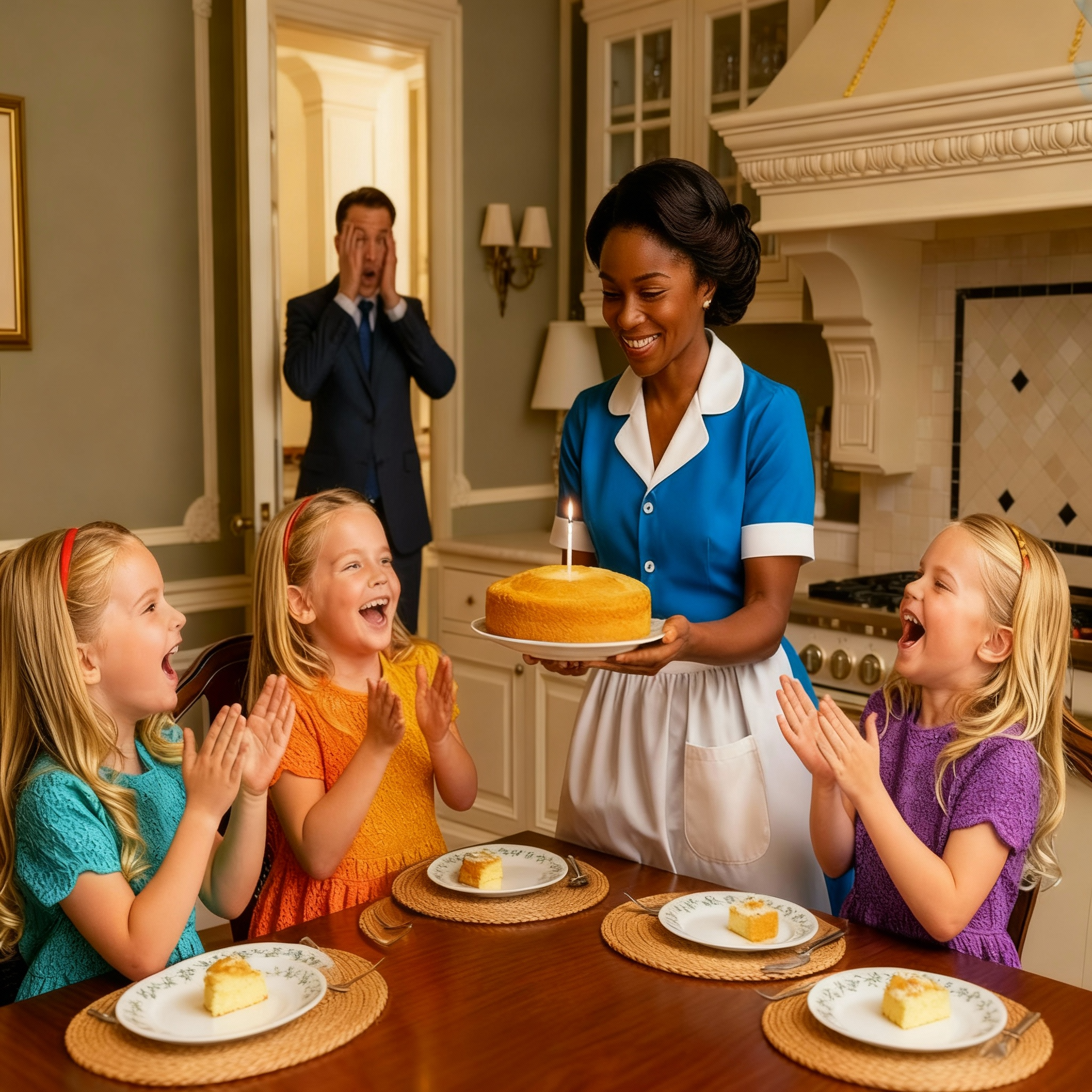 El millonario regresa a casa temprano... y no puede contener las lágrimas al ver a la niñera con los cuatrillizos.