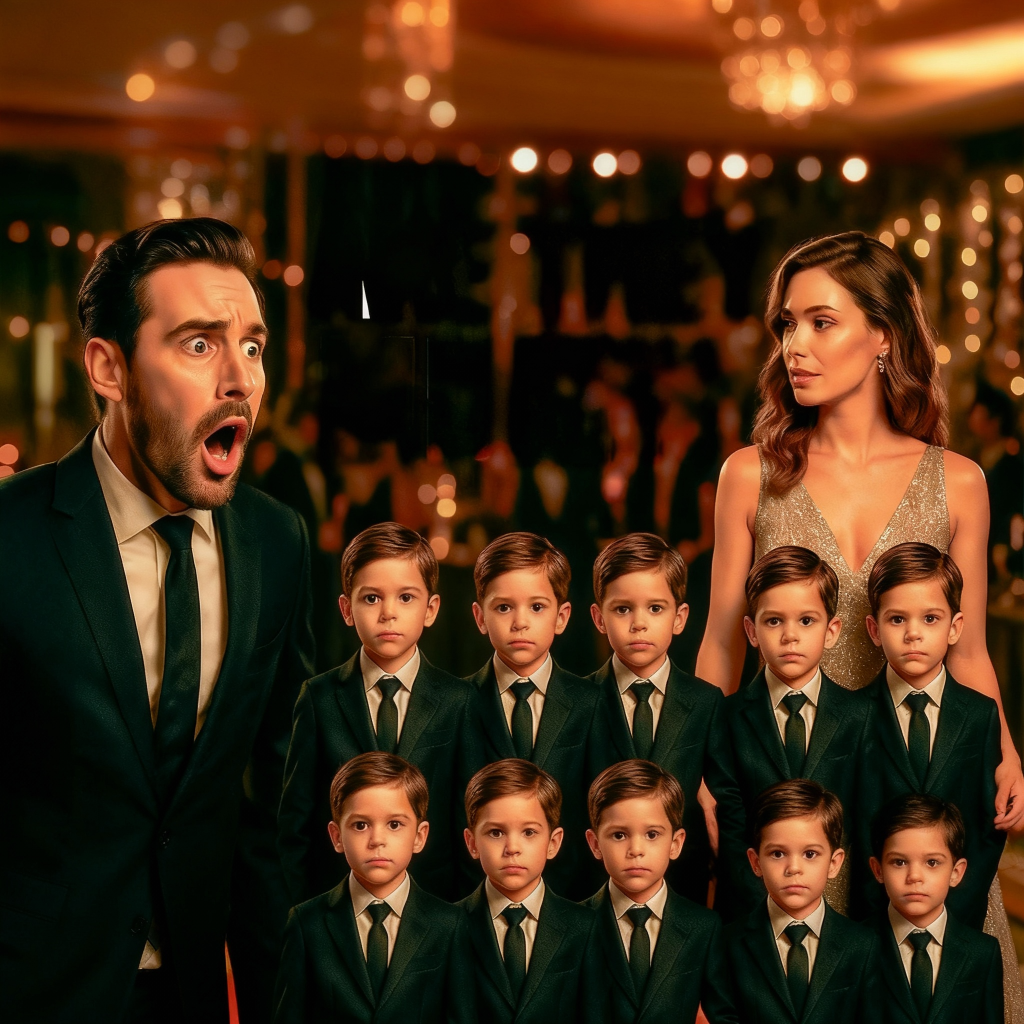 CEO Millonario va solo a una Fiesta… y ve a su Exesposa con 4 Niños Iguales a Él...
