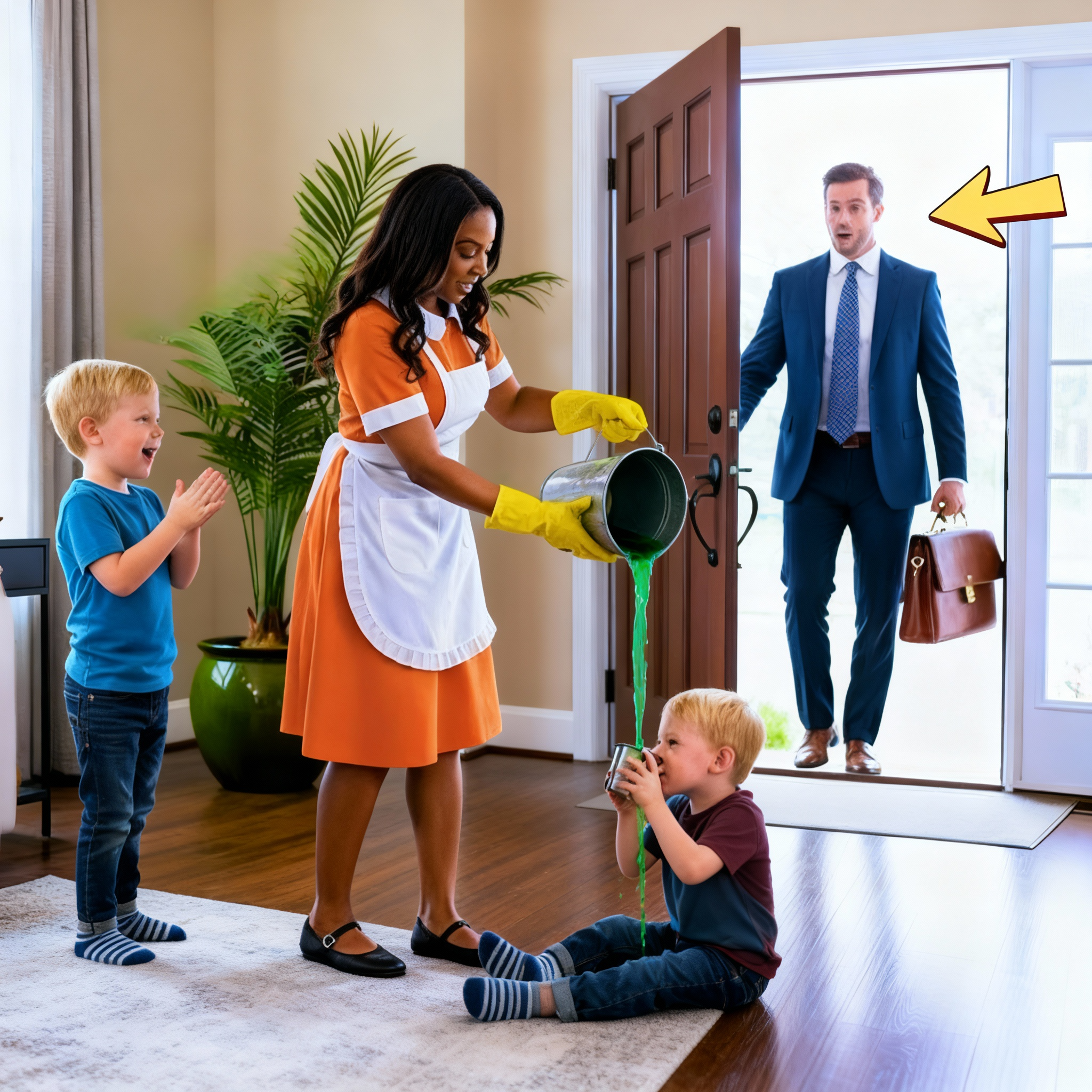 El multimillonario llegó a casa sin previo aviso y encontró a su criada con sus gemelos—sus palabras lo dejaron en shock.