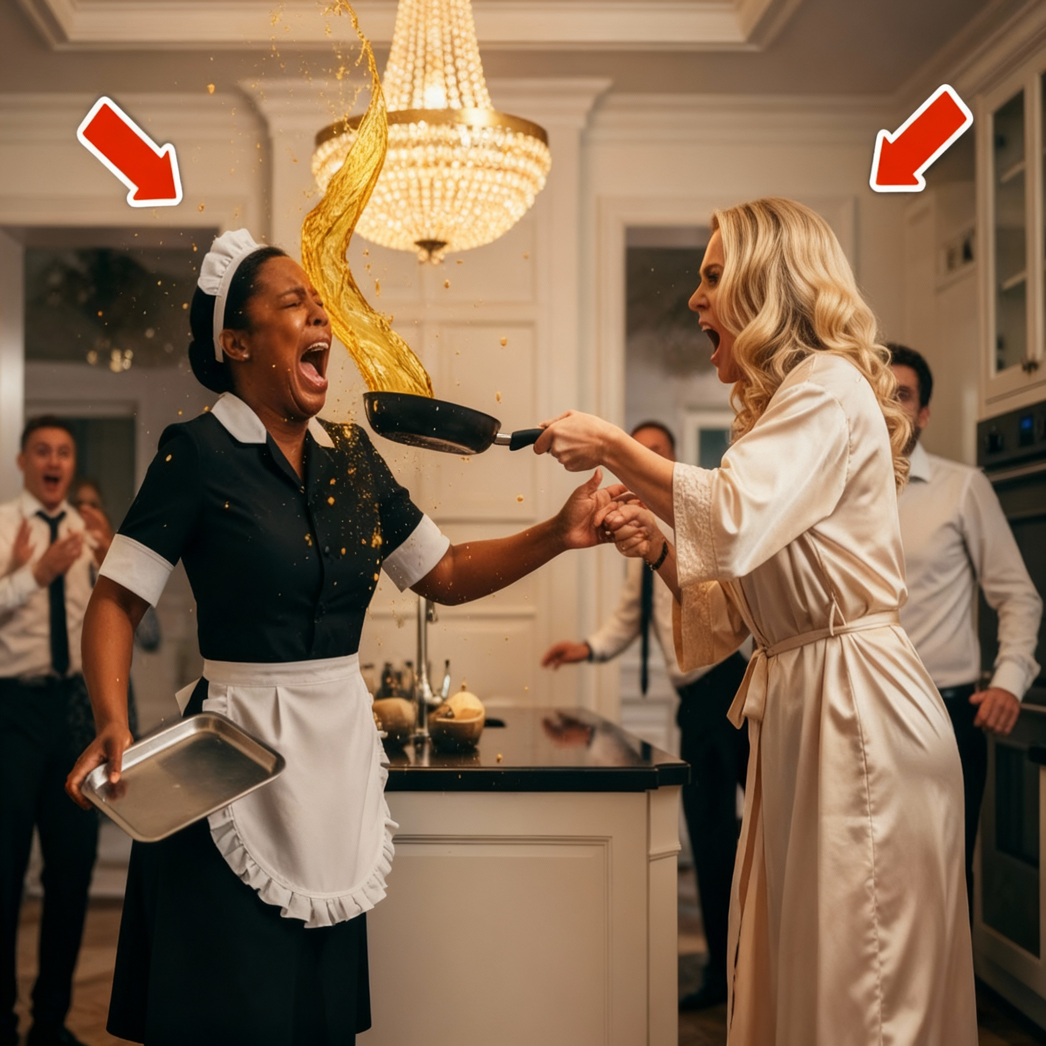 La esposa del millonario atacó a la nueva camarera negra con aceite caliente, sin saber que ella había venido con una misión.