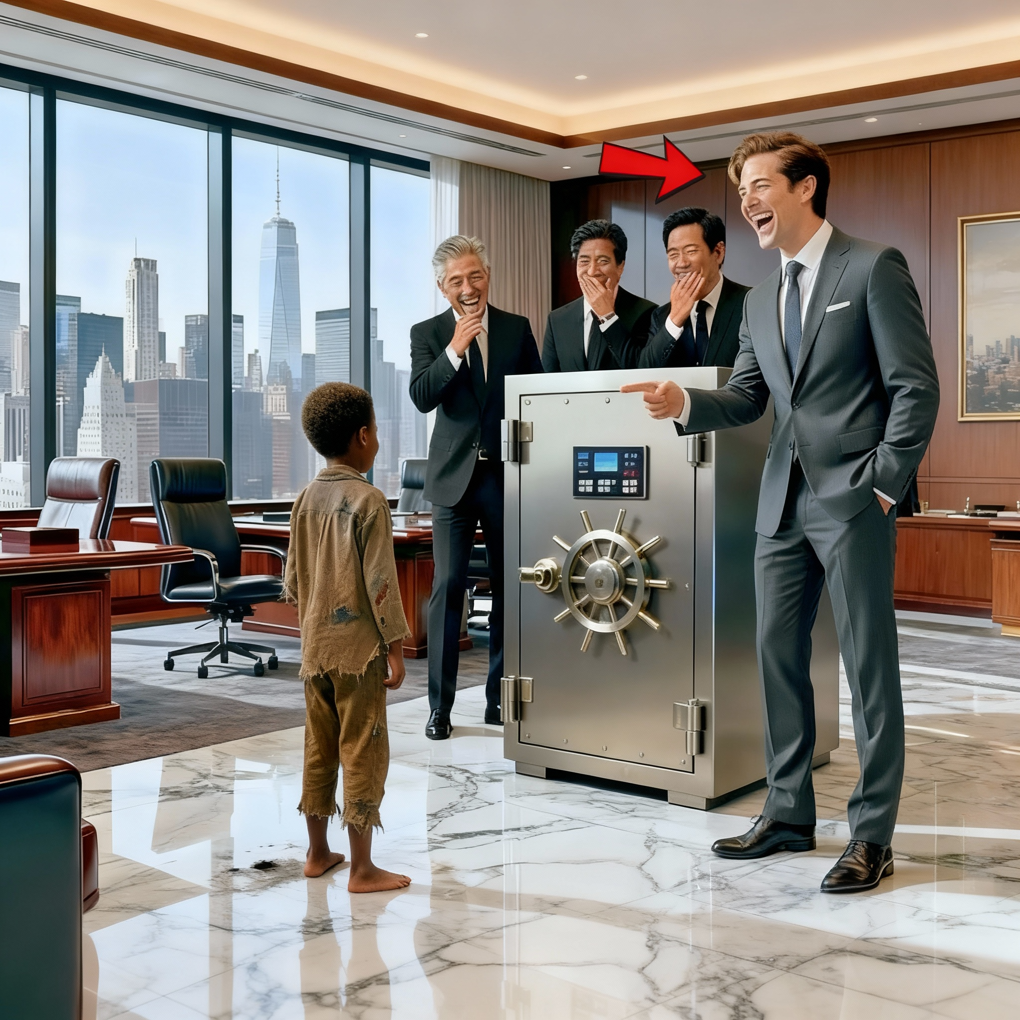 “Te daré 100 millones si abres la caja fuerte”, se rió el millonario—hasta que un niño pobre lo sorprendió.