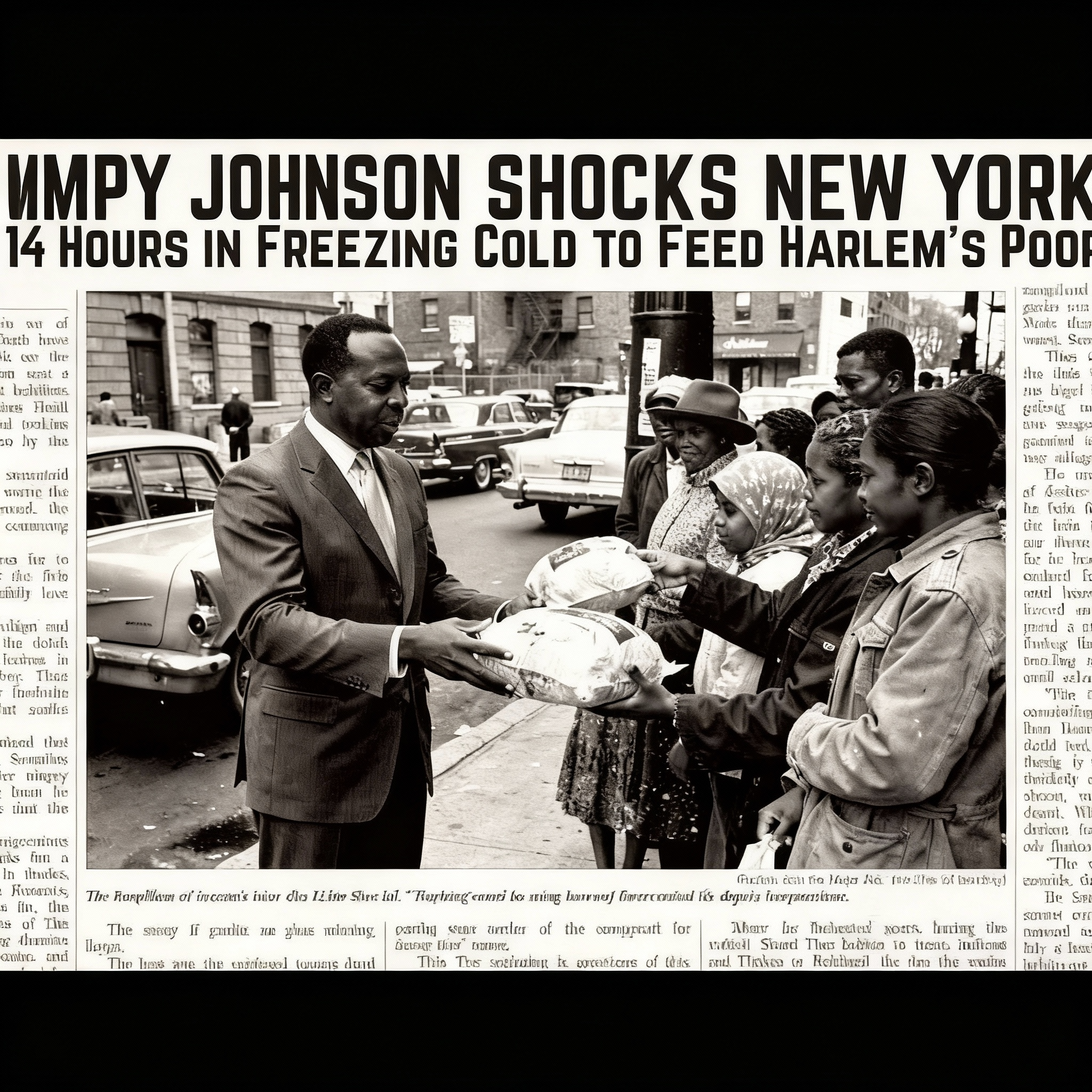 1963: El Día de Acción de Gracias de Bumpy Johnson - 14 horas en el frío helado para alimentar a los pobres de Harlem