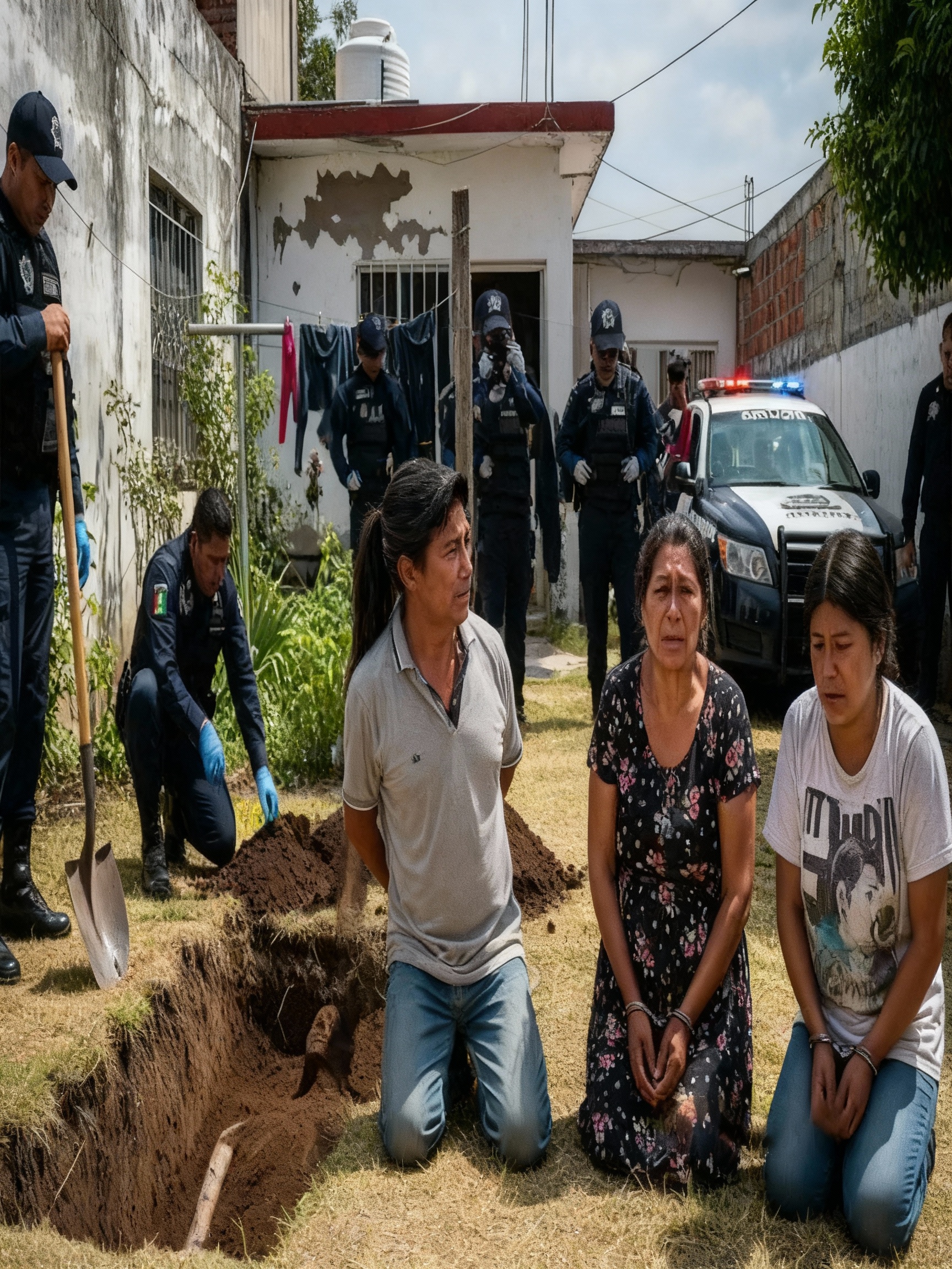 La policía descubre cuerpos enterrados en el patio de una familia aparentemente normal…