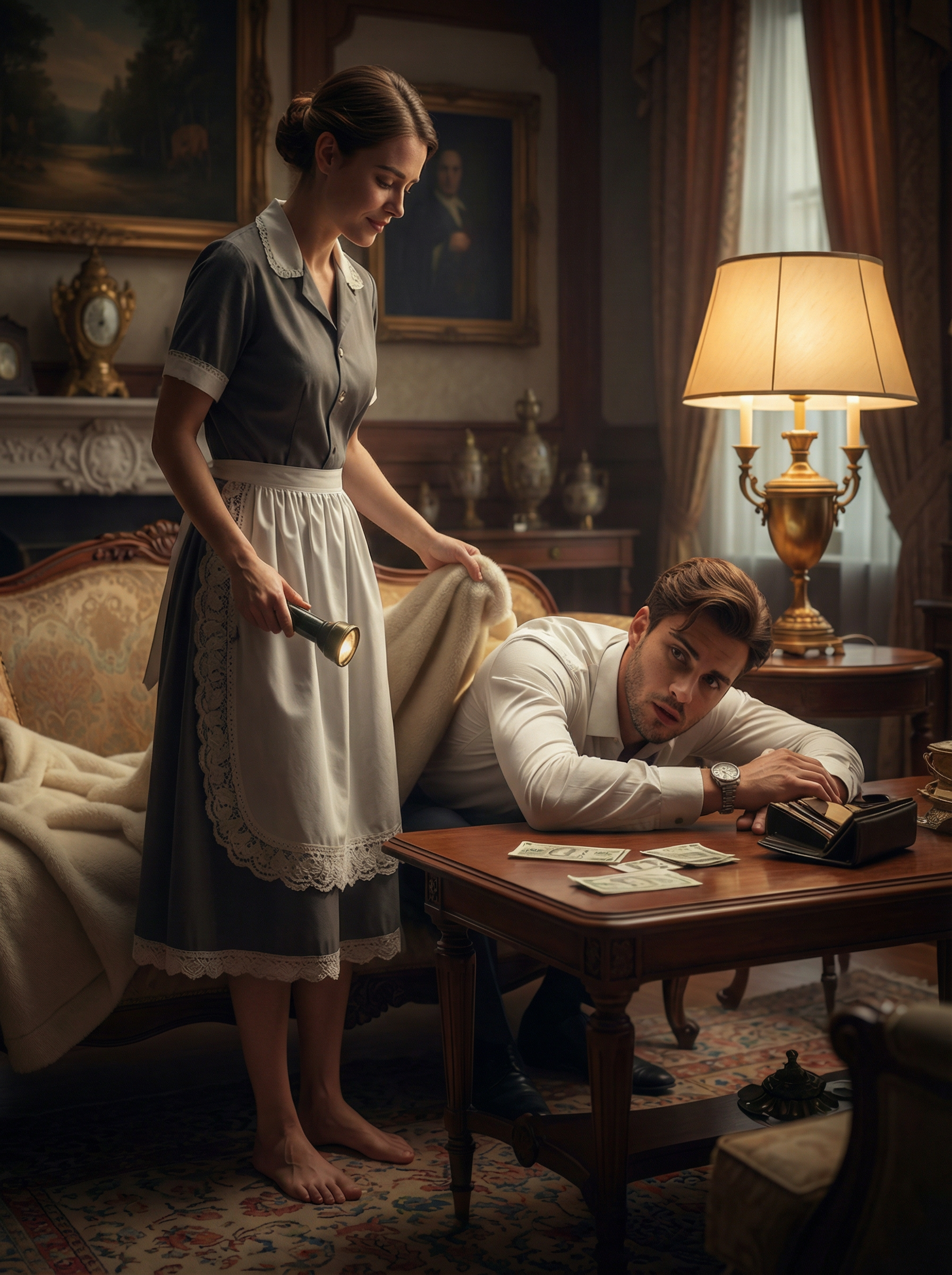 Un hombre rico fingió dormir para poner a prueba a su tímida sirvienta—pero cuando abrió los ojos y vio lo que ella estaba haciendo, su corazón se detuvo… y en esa noche tranquila, su vida cambió para siempre.