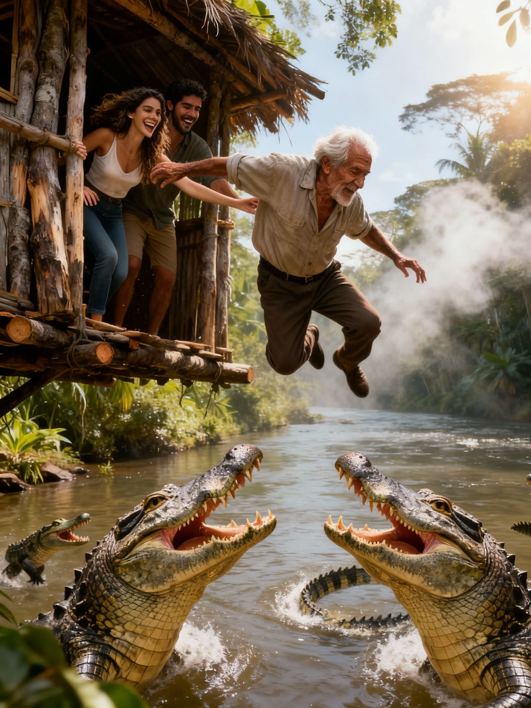 “Ve al río con los cocodrilos,” susurró mi nuera mientras me empujaba al río Amazonas. Mi hijo solo miraba y sonreía. Pensaron que mis 2 mil millones de dólares eran suyos. Pero más tarde ese día, cuando llegué a casa… Estaba sentada en la silla esperando...