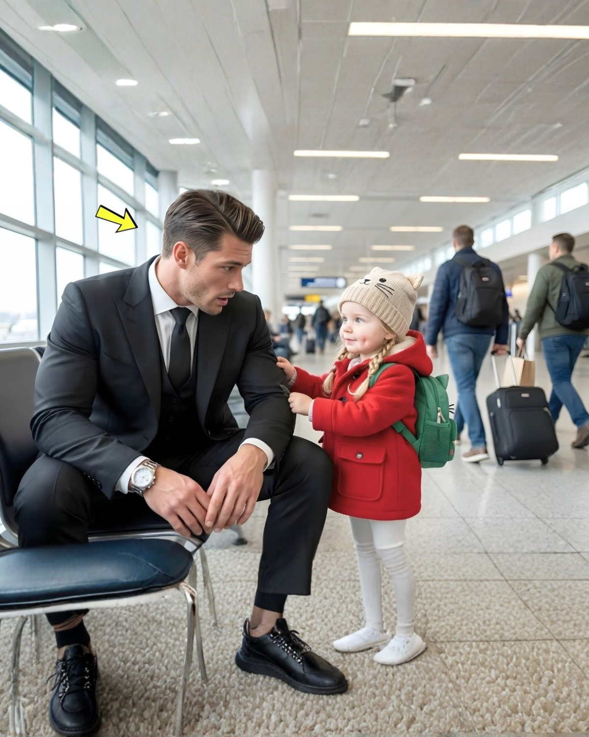 “¿Usted también está perdido, señor?” le preguntó la niña al CEO solitario en el aeropuerto… y lo que hizo después…