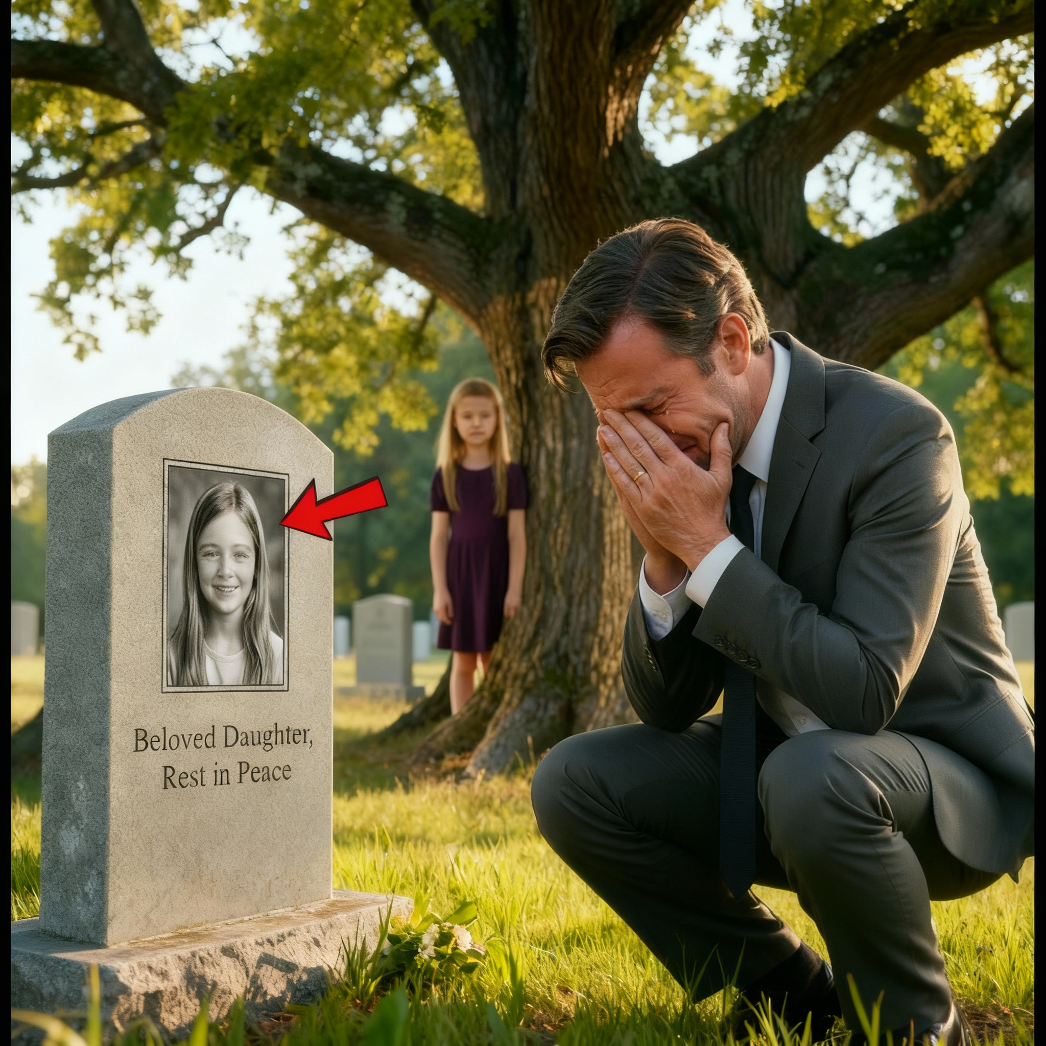 El millonario lloró en la tumba de su hija, nunca imaginando que estaba viva y viendo todo.