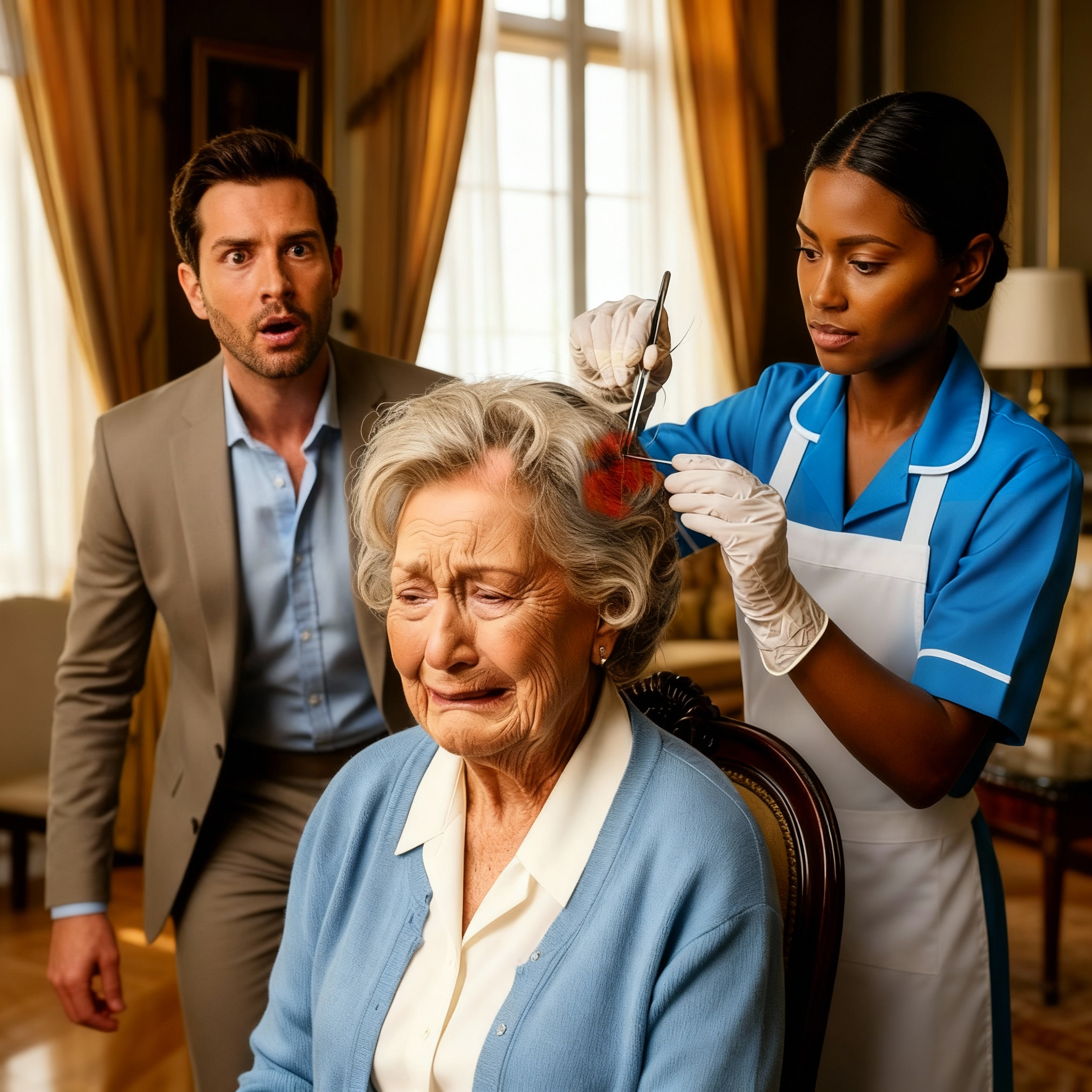 La madre del millonario soportó un dolor agonizante—hasta que el limpiador sacó algo de su cabeza.