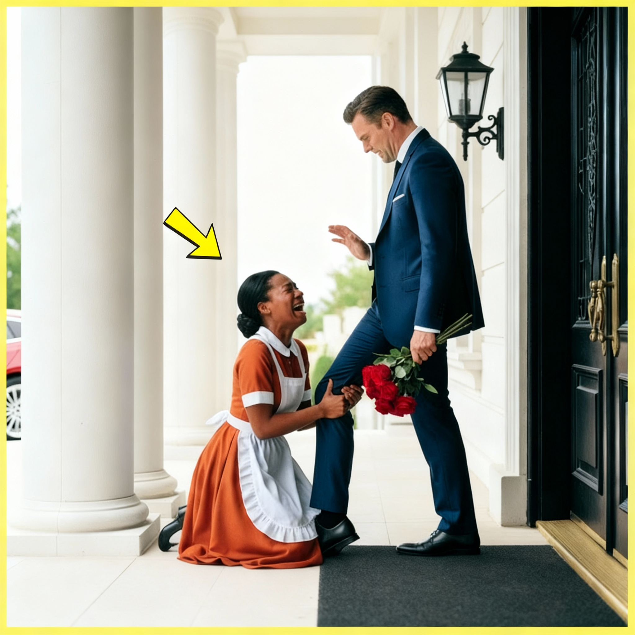 Un multimillonario intentó entrar en su mansión, pero una sirvienta negra lo detuvo; lo que sucedió a continuación sorprendió a todos.